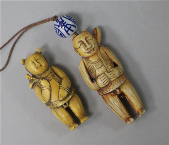 Two 19th century Chinese ivory toggle figures